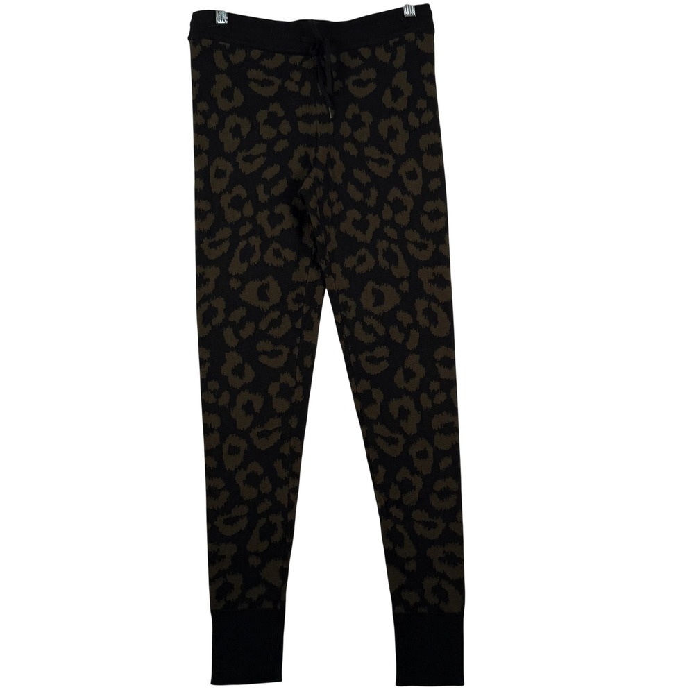 Forever 21 M Knit Joggers Tonal Leopard Animal Print Drawstring Lounge Pants EUC
